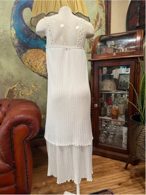 LE LIS BLANC DEUX White Crochet Knit Pleated Layered Maxi Dress Size PP thumbnail 8
