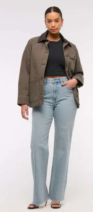 Abercrombie Curve Love High Rise 90s Relaxed Jean 32 Short thumbnail 1