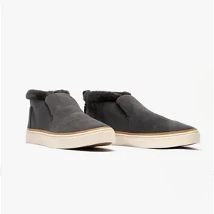 Toms Sz 7 Paxton Dark Gray Suede Faux Fur Lined Mid Top Slip On Sneaker Boots thumbnail 2