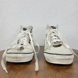 Vans Unisex Sk8 Hi Womens 9.5 Skate Cream Suede Checker‎ Flame Classic Sneaker thumbnail 6