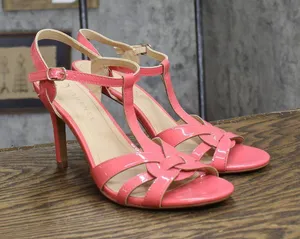 Journee Collection Woven T-Strap Womens Dress Sandals Patent / Coral Pink 9M thumbnail 1