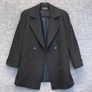 ALORNA Coat Women's Large Black Lapel‎ Collar Double Breasted Wool Blend Winter thumbnail 1