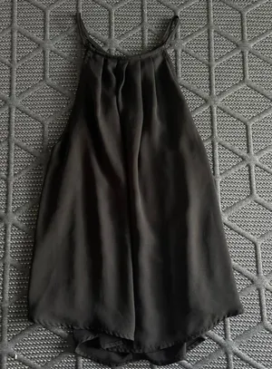 Black Halter, Satin Shirt with Button on the Back, Size L thumbnail 1