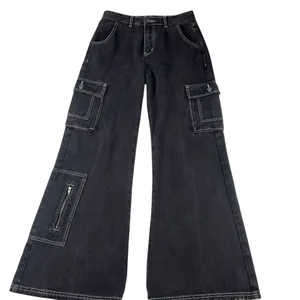 Superdown Natt Baggy Cargo Black Wide Leg Jeans Size XS thumbnail 8