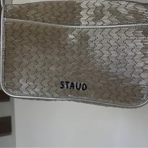 Staud Tommy Shoulder Beaded Bag in Silver thumbnail 11