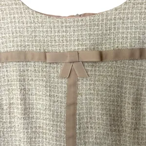 90s Vintage Tweed Mini Dress Short Sleeve Ribbon & Bow Size 6 Coquette Girl thumbnail 4