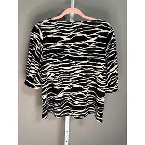 H&M Zebra Print Blouse Black White Animal Print M Mob Wife Y2K‎ Office Core thumbnail 5