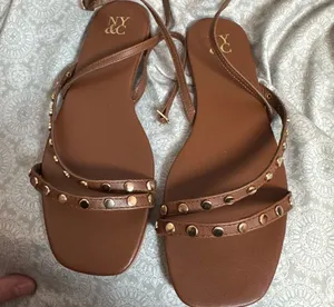 New York & Company Brown Studded Strappy Sandals thumbnail 1