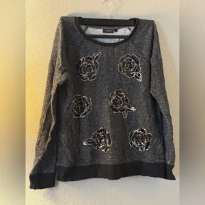 Apt. 9 Women's Gray Sequin Sweatshirt thumbnail 3