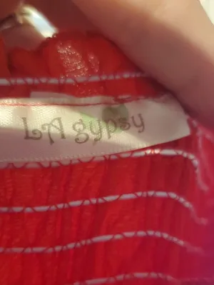 La Gypsy Women's Red Off-Shoulder Smocked Maxi Dress thumbnail 2