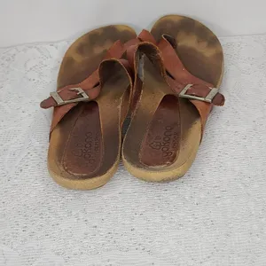 Yokono slip on leather toe sandals tan brown sz 8 thumbnail 5