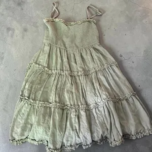 Altar’d State Sage Green Smocked Tiered Mini Dress Boho Size Large thumbnail 1