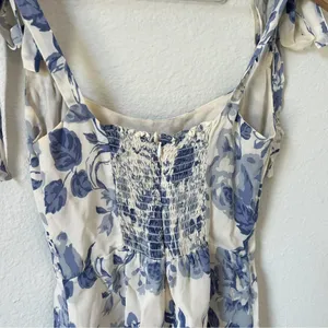 Reformation Annabell Bow-Detailed Floral Print Georgette Mini Dress in Lucerne thumbnail 7