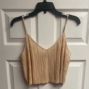 Victoria’s Secret Pleated Metallic/Shimmer Rose Gold Crop Top Size Medium thumbnail 1