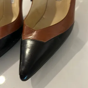 Manolo Blahnik Black and Brown Y2K Leather Geometric Pumps Pointy Toe Heels 39.5 thumbnail 11