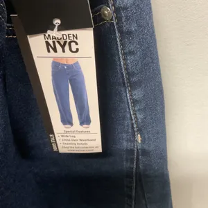 Madden‎ NYC Wide Leg Jeans XXS Blue Denim Elastic Waist Cross Over Waistband New thumbnail 6