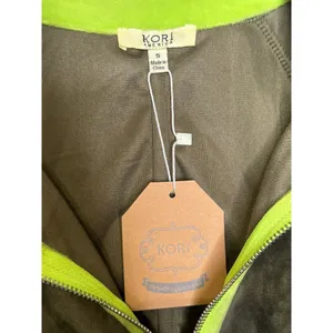 J. America Kori America Women's Top Half Zip Velvet ‎ Pullover Long Sleeve Green Small NWT thumbnail 3