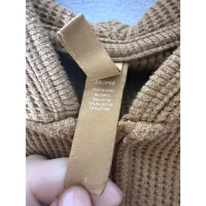 Skims tan waffle lounge hoodie front zip pockets size small‎ thumbnail 3