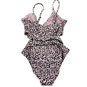 Aerie Leopard Cheetah Print Wrap Swimsuit One Piece Full Coverage Beach Small‎ thumbnail 4