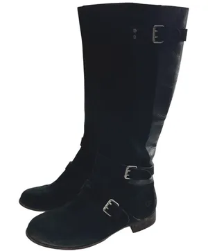 Ugg Cyndee knee high boots 9.5 Black Leather Buckle Sheepskin Shearling thumbnail 1