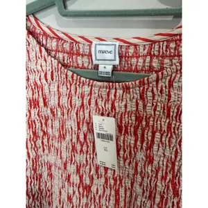 Maeve Margie Smocked Striped Mini Dress NWT Red Cream Sz XL thumbnail 6