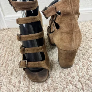 Saint Laurent Brown Suede Strappy Block Heels/Shoes 6.5 thumbnail 6