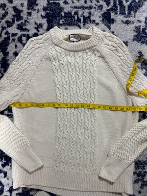 Tuckernuck Ivory Cable-Knit fisherman wool Crew neck Sweater sz L thumbnail 10
