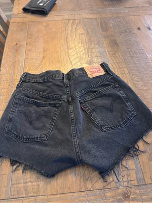 Levi's Black Cutoff Distressed Denim Shorts thumbnail 2