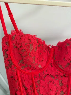 Mixology Red Lace Bustier Crop Top Size Small thumbnail 2