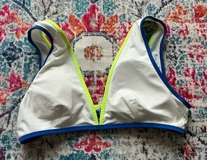 Aerie White with Blue and lime trim Bikini Top thumbnail 1