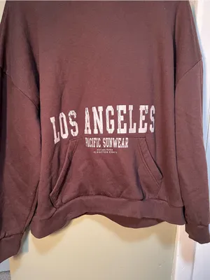 Pacsun Women's Sz Large Pacific Sunwear LA Texture Hoodie Chocolate Brown Cotton thumbnail 6