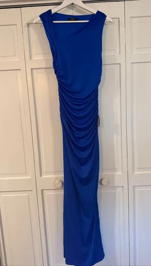 Lulus NWT enticing darling ruched asymmetrical blue dress size xsmall thumbnail 2