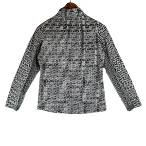 IBKUL Womens Small Black White Greek Key Quarter Zip Sun Shirt Long Sleeve UPF50 thumbnail 2