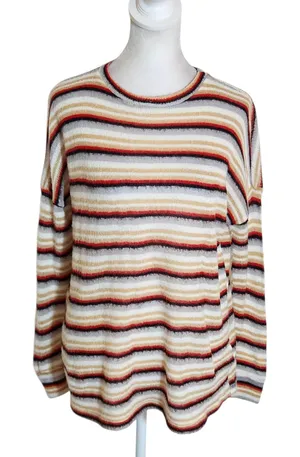 Ginger G Multicolor Striped Fuzzy Knit Top Size Medium thumbnail 1