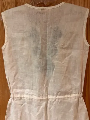 Tory Burch Margarita‎ Cream Linen Tunic Cover-Up Navy Blue Embroidery Size XS thumbnail 10