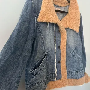 Free People Rylee Denim Jacket Faux Shearling Lined – Med Wash – Size Large NWT thumbnail 4