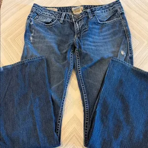 William Rast Belle Flare Jeans Size 28 Distressed Ripped Denim Snap Pockets thumbnail 2