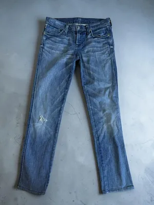 7 FOR ALL MANKIND Straight Peg Blue Pocketed Jeans Size 26 thumbnail 1