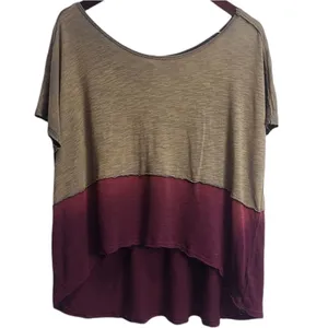 FREE PEOPLE Burgundy Short Sleeve Hi-Lo Top Size XS‎ thumbnail 4