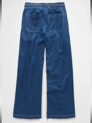 NWT!! American Eagle Dreamy Drape Linen Blend Pull-On Pants in Indigo thumbnail 5