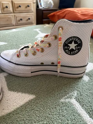 White floral high top converse thumbnail 3