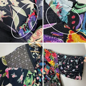 Vintage‎ Patchwork Top Nomads of the Desert Black Art-To-Wear FLAWS Size Large thumbnail 7