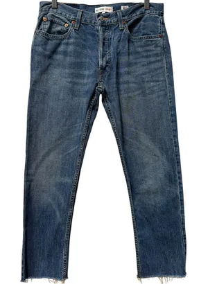 RE/DONE Originals Relaxed Crop Jeans Women's 27 Mid Blue Vintage Wash USA‎ Made thumbnail 1