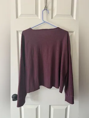 American Eagle Thermal Waffle Top Large Athleisure Purple thumbnail 6