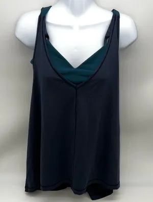 Lululemon Athletica Women’s Deep Blue Tank Top w/Teal Built in Bra-Size 8 thumbnail 1