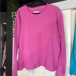 Free People We The Free Pink Waffle Knit Thermal Lace Up Sleeve Top L NWOT thumbnail 5