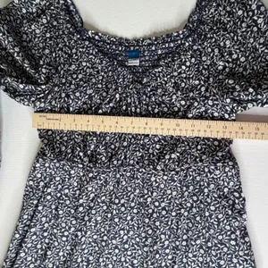 Old‎ Navy Navy Floral Smocked Mini Dress Small Milkmaid Cottage Prairie Feminine thumbnail 10