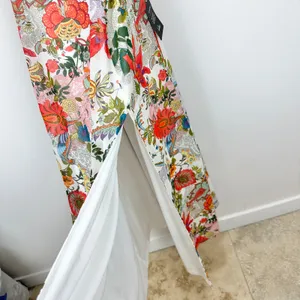 Lulus Amara White Multi Paisley Print Wrap Midi Dress Cocktail Resort XL NWT thumbnail 14
