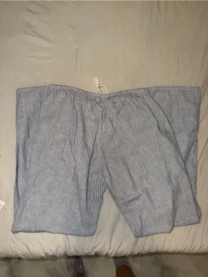 Brandy Melville Light Blue Striped Drawstring Joggers thumbnail 2
