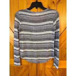 Aeropostale Women's Blue White Striped Knit Lightweight Sweater Size XS (7444) thumbnail 5